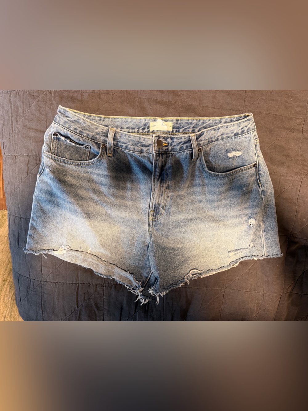 NATURAL LIFE Light Blue Distressed Denim Shorts